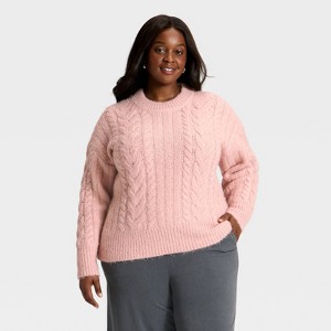 Women's Long Sleeve Cabled Tunic Sweater - A New Day™ - 1 of 3