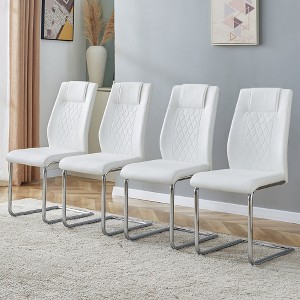 Modern Dining Chairs with Faux Leather Padded Seat Dining Living Room Chairs Upholstered Chair w/ Metal Legs Design for Living, Bedroom - 1 of 4