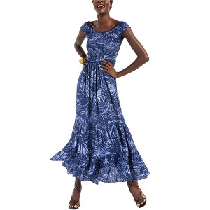 I.N.C International Concepts Womens Pacific Palms Maxi Dress, Blue, X-Small - 1 of 1