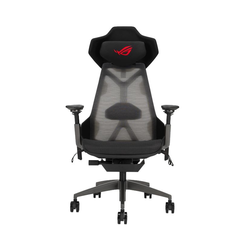 ASUS ROG Destrier Ergo Gaming Chair, Futuristic Cyborg Aesthetic, Versatile Seat Adjustments, Mobile Gaming Arm Support Mode, Acoustic Panel, 1 of 5