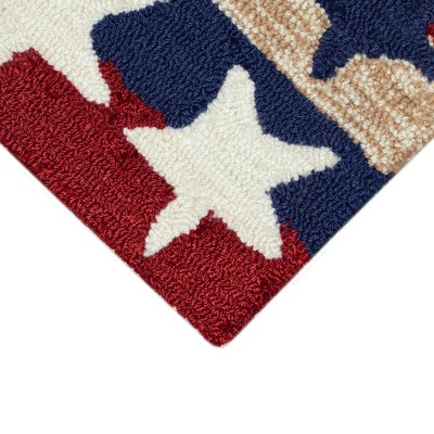 Red and Blue Stars & Stripes Synthetic Rectangular Rug