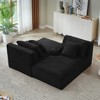 VASIP Compressible Double Chaise Lounge with Cupholders ,Fluffy Upholstered Sleeper Loveseat, for Living Room, Bedroom Reading, No Assembly Required. - 3 of 4