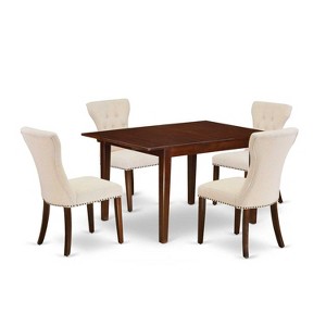 5-Piece Mahogany Finish Solid Wood Top - Rectangular Button Tufted Dining Room Set  - Seats 4 - 1 of 4