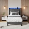 homfan Twin Upholstered Platform Bed w/ LED Lights, Charging Station & Storage - Grey, No Box Spring Needed, Padded Headboard - 3 of 4