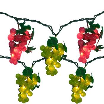 Northlight 5-Count Red and Green Grape Cluster String Light Set, 8ft Brown Wire