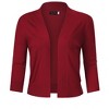 Women’s 3/4 Sleeve Cropped Cardigan Sweaters Open Front Knit Short Bolero Shrugs - 2 of 4