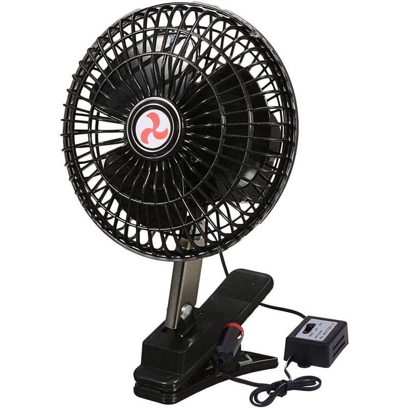 Zone Tech 12V Oscillating Fan - Includes clamp and Screws for Easy Attachment to either the Console or Dash, 1 of 8