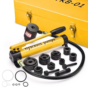 Yescom 10 Ton Hydraulic Knockout Punch Set 1/2" to 2" 6-Die Conduit Hole Puncher for Metal - Yellow - 1 of 4