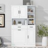 MAYEERTY White Tall Freestanding Storage Cabinet Drawers Doors Adjustable Shelves Flip Drawer MDF - 2 of 4