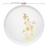 Smarty Had A Party 6.25" White w/ Gold Floral Round Plastic Pastry Plates - 120 pcs - 3 of 4