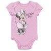 Disney Minnie Mouse Baby Girls Bodysuit Pants Bib and Hat 4 Piece Outfit Set Newborn to Infant - 2 of 4