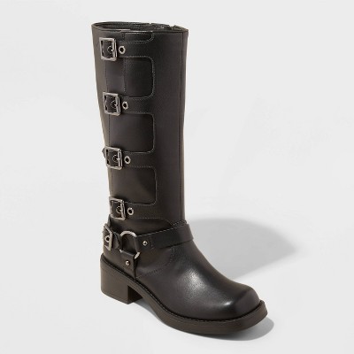 Women's Rebel Tall Moto Boots - Wild Fable™ Black : Target