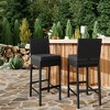 Patio Wicker Barstools With Cushions, Outdoor Wicker Bar Stools Set of 2, Outdoor Rattan Bar Height Stool Set Armless for Backyard, Poolside - 3 of 4