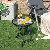 Tangkula 18" Patio Side Table Outdoor Folding Coffee Table w/ Tempered Glass Table Top - 2 of 4
