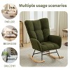 CAVINAS Modern Rocking Chair with Soft Cashmere Teddy Fabric, Accent Armchair with Ergonomic Curved Backrest and Solid Wood Frame - 3 of 4