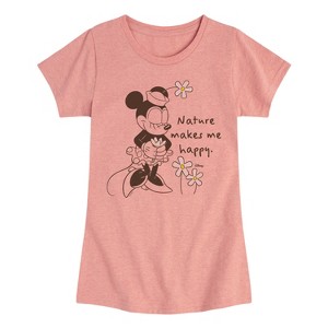 Girls' - Disney - Minnie Nature Makes Me Happy Fitted Short Sleeve Graphic T-Shirt - 1 of 4