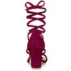 Allegra K Women's Faux Velvet Open Toe Strappy Lace-Up Chunky Heel Sandals - 3 of 4