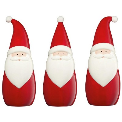 3-Piece Tabletop Ceramic Santa Christmas Decoration