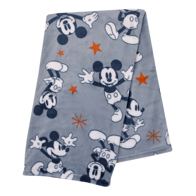 Disney Mickey Mouse Gray, Navy, White and Red Stars Super Soft Baby Blanket, 3 of 8