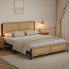 Boho Wooden Full/Queen/King Size Bed Frame with Natural Rattan Headboard and Footboard, No Box Spring Needed, Noise-Free Easy Assemble Metal Bedframe - 3 of 4