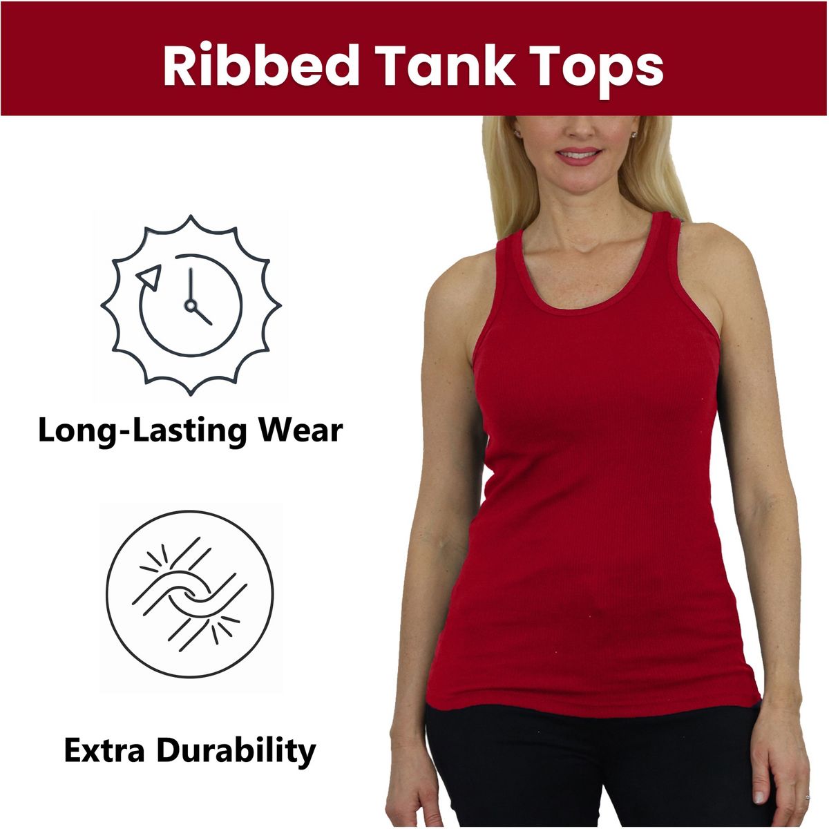 Galaxy By Harvic Women's Loose Fit Ribbed Tank Top - thumbnail 10
