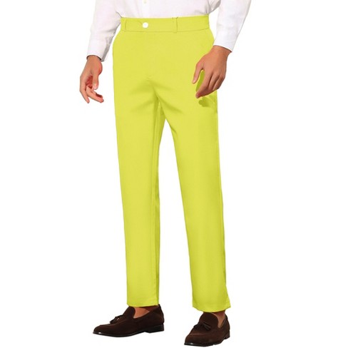 Lars Amadeus Men's Slim Fit Flat Front Solid Color Skinny Business Dress  Pants Yellow 28 : Target