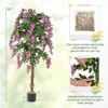 Costway 1/2 PCS 5.5 FT Tall Artificial Ficus Tree Faux Wisteria Plant in Nursery Pot Decoration Pink/Purple - 3 of 4