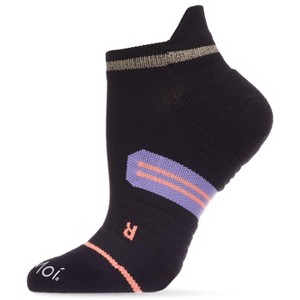 Memoi Women's Metallic Stripe Performance Low Cut Cotton Blend Moderate Compression Socks Black 9-11 - 1 of 4