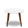Vynxaria Contemporary Dining Table, Smooth White Finish, Solid Wood Base,43" Diameter X 29.5" H, Round Pedestal Table for Kitchen & Dining Room,White - 2 of 4