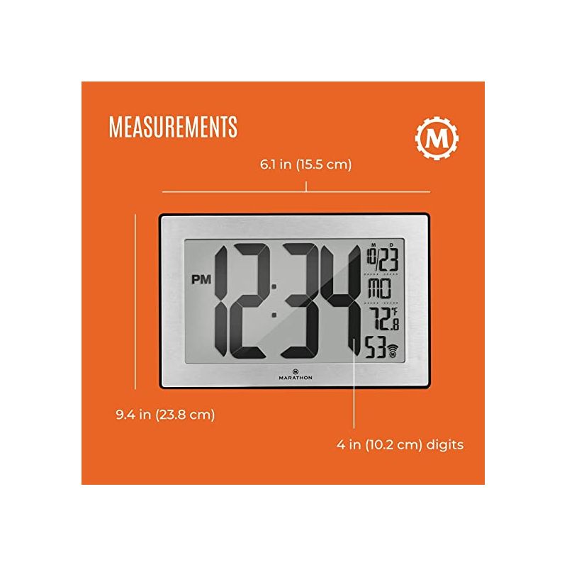 Marathon Atomic 9 Inch Wall Clock Stainless Steel Finish With Stand & 8 Time Zones, 5 of 8