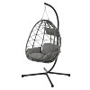 CAVINAS Swing Chair Outdoor, with Stand Indoor Outdoor Swing Chair Patio Wicker Hanging, with Stand for Living Room Balcony, Dark Gray - 2 of 4