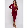 Pinkblush Burgundy Ribbed Long Sleeve Maternity Wrap Dress - 2 of 4