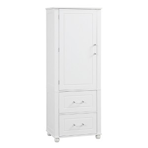 TiramisuBest Tall Bathroom Storage Cabinet, Freestanding Storage Cabinet with Two Drawers and Adjustable Shelf, MDF Board with Painted Finish, White - 1 of 4