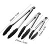 Unique Bargains Stainless Steel Silicone Tip Locking Mechanism Kitchen Tongs 1 Set - 2 of 4
