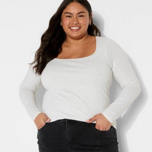 Women's Long Sleeve Square Neck T-Shirt - Wild Fable™ - 1 of 3