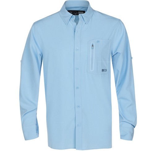 Fintech Deep Sea Men's Woven Long Sleeve Shirt - Medium - Powder Blue