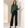 INSPIRE CHIC Women's Tie Neck Contrast Color Button Down Long Sleeves Shirt - 2 of 4