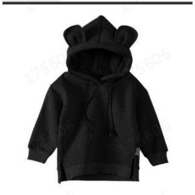 MyKids-Usa Baby Solid Color Animal Ear Patch Design Autumn Hoodie
