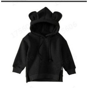 MyKids-Usa Baby Solid Color Animal Ear Patch Design Autumn Hoodie - 1 of 4