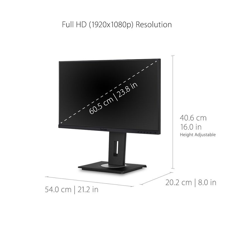 ViewSonic VG2455 24 Inch IPS 1080p Monitor with USB C 3.1, HDMI, DisplayPort, VGA and 40 Degree Tilt Ergonomics for Home and Office, 5 of 8