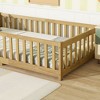 Whisen Twin Bed & Rubber Wood Floor Bed with Fence without Door, Multi - Functional Floor Bed for Kids' Sleep & Play - 4 of 4