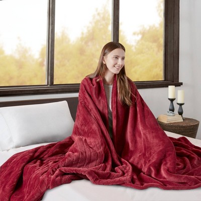 Twin Red Fleece Reversible Heated Blanket