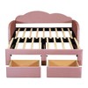 Whisen Morden Design Twin Size Upholstered Daybed with Cloud-Shaped Backrest, Trundle, 2 Drawers and USB Port - 3 of 4