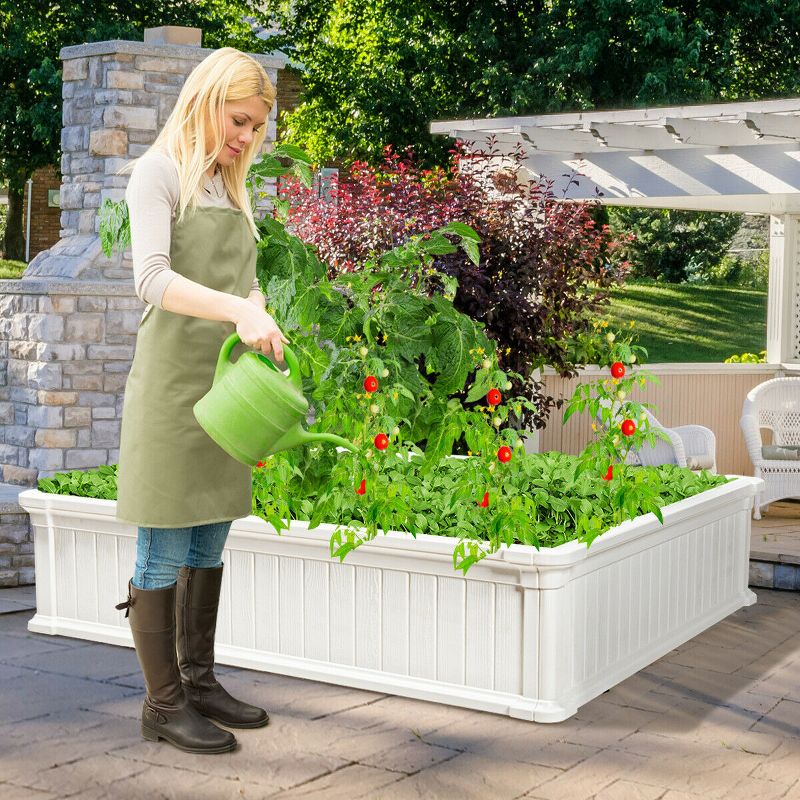 Costway 48.5'' Raised Garden Bed Square Plant Box Planter Flower Vegetable White, 4 of 11