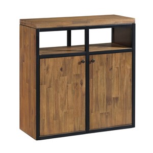 31" Lloyd Shoe Storage Cabinet Natural - Alaterre Furniture: Acacia Wood, Adjustable Shelves, Entryway Organizer - 1 of 4