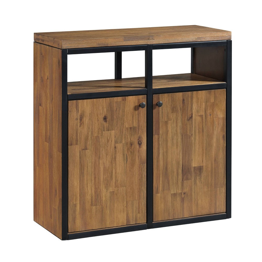 31" Lloyd Shoe Storage Cabinet Natural - Alaterre Furniture: Acacia Wood, Adjustable Shelves, Entryway Organizer