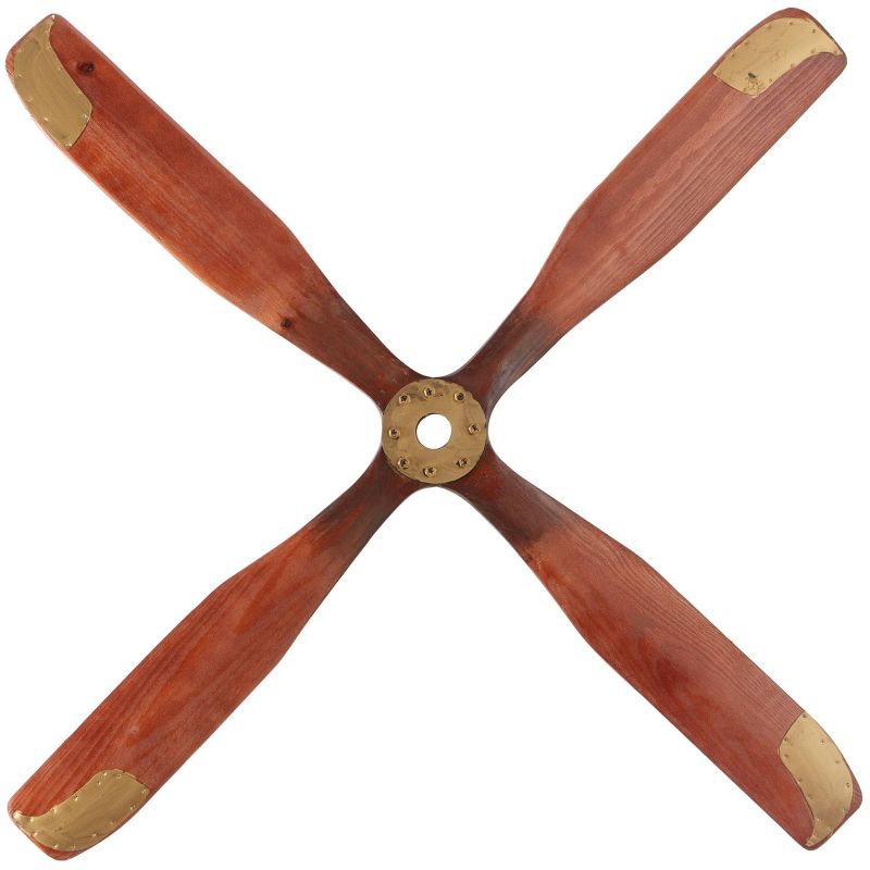 Wood Airplane Propeller 4 Blade Wall Decor with Aviation Detailing Brown - Olivia &#38; May, 4 of 6
