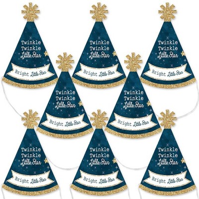 Big Dot of Happiness Twinkle Twinkle Little Star - Mini Cone Baby Shower or Birthday Party Hats - Small Little Party Hats - Set of 8