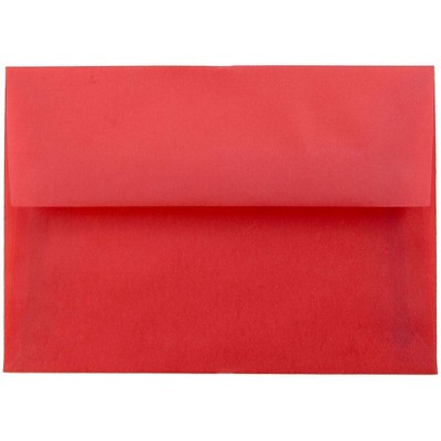 JAM Paper A1 Translucent Vellum Invitation Envelopes 3.625x5.125 Primary Red 1591618