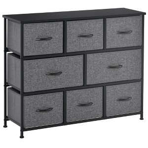 8-Drawer Dresser, 3-Tier Fabric Chest of Drawers, Storage Tower Organizer Unit with Steel Frame for Bedroom, Hallway, Dark Gray - 1 of 4
